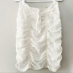 Bohemian Ruched Crochet White Summer Skirt